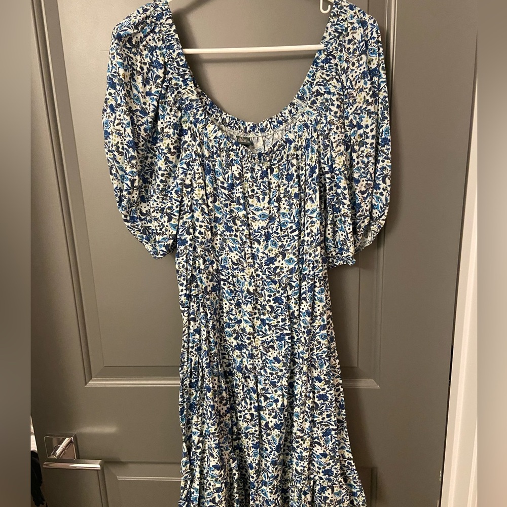 Blue Floral Babydoll Dress